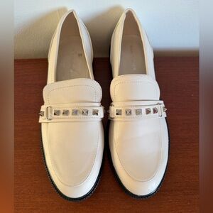 Marc Fisher Cream Loafers with Studded Detail